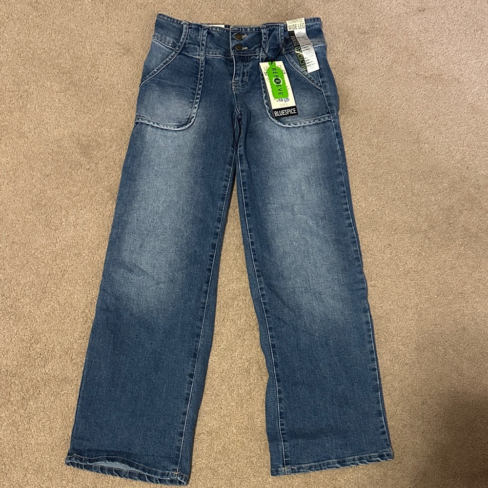 Blue Wide Leg Denim Pants